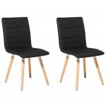 Beliani Conjunto de 2 Cadeiras Estofadas em Tecido Preto com Pés de Madeira Modernos, Ideais para Design Retro Ou Escandinavo 51 x42x88 - 4260586358834