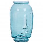 Beliani Vaso de Flores Vidro Azul Colorido Transparente Motivo Facial Acessório para Casa 17x17x31 - 4251682280686