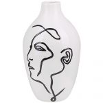 Beliani Vaso de Flores em Cerâmica Grés Branca com Motivo Facial Decoração para Interiores Design Moderno à Prova de Água 14x14x23 - 4251682267519