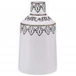 Beliani Vaso de Cerâmica Grés Branca Peça Decorativa de Estilo Vintage Efeito de Vidrado Estalado 14x14x25 - 4251682267922