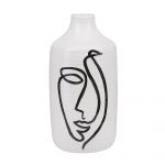 Beliani Vaso de Cerâmica Grés Branca Acessório Decorativo para Casa com Motivo de Facial 12x12x22 - 4251682267861