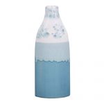 Beliani Vaso de Flores em Cerâmica Grés Azul e Branca Peça Decorativa Impermeável 30 cm Padrão Horizonte e Céu 12x12x30 - 4251682267991