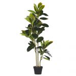 Beliani Planta Artificial Ficus de Material Sintético Verde em Vaso Preto Tem Altura de 134 cm Acessório Decorativo para Interior Exterior 18x18x134 - 4251682243674