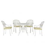 Beliani Conjunto de Jantar de Jardim Mesa de Alumínio Branco 4 Cadeiras com Almofadas de Poliéster 90x90x97 - 4251682266512