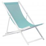 Beliani Cadeira de Jardim em Alumínio Branco e Têxtil Azul Turquesa Dobrável para Varanda Ou Terraço Moderno 95-100x60x79-94 - 4255664821973
