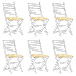 Beliani Conjunto de 6 Almofadas de Cadeira de Jardim Amarelas e Brancas às Riscas com Laço Zipper Resistente a Uv 31x39x5 - 4255664808684