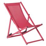 Beliani Cadeira de Jardim em Alumínio e Têxtil Vermelhos Dobrável para Varanda Ou Terraço Moderno 52x118x52 - 4251682270045