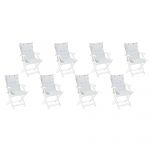 Beliani Conjunto de 8 Almofadas para Cadeira de Jardim Branco Nata Tecido de Poliéster Resistente Ao Raios Uv 40x42x55 - 4251682239196