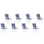 Beliani Conjunto de 8 Almofadas para Cadeira de Jardim Azuis Tecido de Poliéster Resistente Ao Raios Uv 40x42x55 - 4251682238250