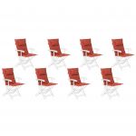 Beliani Conjunto de 8 Almofadas para Cadeira de Jardim Terracota Tecido de Poliéster Resistente Ao Raios Uv 40x42x55 - 4251682239202