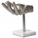 Beliani Figura Decorativa em Alumínio Prateado em Forma de Mão Decoração de Mesa Design Industrial Moderno 16x9x19 - 4255664812285