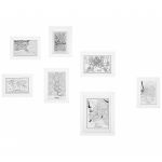Beliani Conjunto de 7 Mapas com Molduras de MDF Branco Vários Tamanhos Ganchos de Montagem Retro Sala Corredor 2x8x9 - 4251682276344