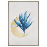 Beliani Tela Emoldurada em Creme e Azul 63 X 93 cm Impressão com Motivo Floral Moldura Minimalista Moderna 5x63x93 - 4251682272360