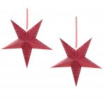 Beliani Conjunto de 2 Estrelas de Papel em Vermelho Brilhante 45 cm Decoração Casa Sazonal Festiva 18x45x45 - 4251682291910