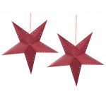 Beliani Conjunto de 2 Estrelas de Papel em Vermelho Brilhante 60 cm Decoração Casa Sazonal Festiva 18x60x60 - 4251682291996