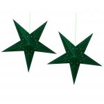 Beliani Conjunto de 2 Estrelas de Papel em Veludo Verde 60 cm Decoração Casa Sazonal Festiva 18x60x60 - 4251682291989