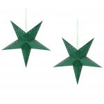 Beliani Conjunto de 2 Estrelas de Papel em Verde Brilhante 45 cm Decoração Casa Sazonal Festiva 18x45x45 - 4251682291934