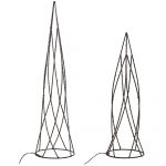 Beliani Conjunto de 2 Estatuetas em Estrutura Metálica Preta com Luzes led de Formato Cónico Árvore de Natal Minimalista Moderna 13/12x13/12x52/38 - 4251682268950