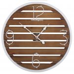 Beliani Relógio de Parede Redondo em Madeira Escura ø 50 cm com Moldura de Metal Branco Fabrico Artesanal 2x50x50 - 4251682260749
