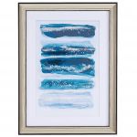 Beliani Quadro da Parede Emoldurado com Impressão com Azul Efeito Aguarela de Moldura Branca 30 X 40 cm Glamour 5x30x40 - 4251682251358