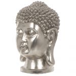 Beliani Estatueta Decorativa Prateada Poliresina 41 cm Cabeça de Buda Ornamento Estilo Glamour Acessórios de Decoração 24x24x41 - 4251682217460