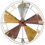 Beliani Relógio de Parede Multicolorido Estrutura de Ferro Fundido ø 60 cm Design de Ventoinha com Numerais Romanos 5x60x60 - 4260602379423