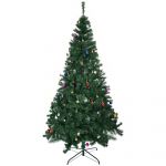 HomCom Árvore de Natal Artificial 210cm Ignífugo com 1036 Ramos 53 Decorações Folhas de Pvc e Suporte Metálico Verde