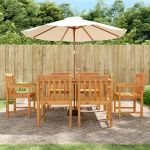 vidaXL 7 Peças Conjunto de Jantar para Jardim Madeira de Acácia Maciça - 3206278