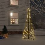 vidaXL Árvore de Natal em Cone 200 Luzes LED 70x180 cm Branco Quente - 343505
