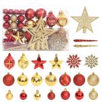 vidaXL 108 Peças Conjunto de Enfeites de Natal Dourado e Vermelho - 330091