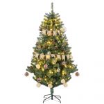 HomCom Árvore de Natal Artificial com 150 Luzes LED 650 Ramos e 100 Decorações para Interior Aço Ø106x180 cm Verde - 830-771V91GN