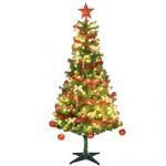 HomCom Árvore de Natal Artificial com 150 Luzes LED 480 Ramos com 100 Decorações Suporte de Aço Ø86x180 cm Verde - 830-770V91GN