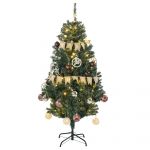 HomCom Árvore de Natal Artificial com 100 Luzes LED 472 Ramos e 80 Decorações para Interior Aço Ø91x150 cm Verde - 830-771V90GN