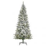 HomCom Árvore de Natal 210 cm com 250 Luzes LED Árvore de Natal Nevada com 829 Ramos e Base Dobrável Ø112x210 cm Verde - 830-330