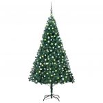 vidaXL Árvore de Natal Artificial C/ Luzes led e Bolas 240 cm Verde - 3077710