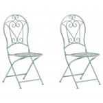 Beliani Conjunto de 2 Cadeiras de Jardim Dobráveis em Metal Verde Efeito Envelhecido Estilo Vintage 57x42x95 - 4251682242592