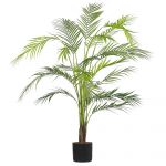 Beliani Planta Artificial Palmeira de Material Sintético Verde em Vaso Preto Tem 124 cm Acessório Decorativo para Interior Exterior 12x12x124 - 4251682243612