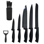 Bonplus BP Conjunto de 6 Facas de Cozinha Profissionais Com Suporte 25x4x3cm Preto