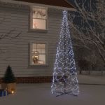 Árvore de Natal em Cone 1400 Luzes led 160x500 cm Branco Frio - 343510