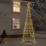 Árvore de Natal em Cone 500 Luzes led 100x300 cm Branco Quente - 343509