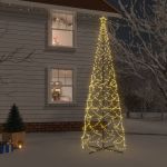 Árvore de Natal em Cone 1400 Luzes led 160x500 cm Branco Quente - 343513