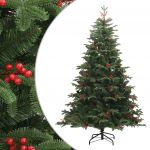 Árvore de Natal Artificial Articulada com Pinhas e Bagas 210 cm - 358377