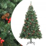 VidaXL Árvore de Natal Artificial Articulada com Pinhas e Bagas 240 cm - 357709