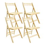 O91 Conjunto de 4 Cadeiras Dobráveis em Madeira de Bambu 42,5x47,5x47,5x79 - 80145200400