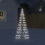 VidaXL Árvore Natal com Luz Mastro Bandeira 200 Leds 180 cm Branco Frio - 358109