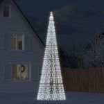 VidaXL Árvore Natal com Luz Mastro Bandeira 1534 Leds 500cm Branco Frio - 358117