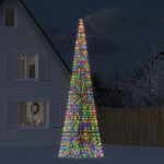 VidaXL Árvore de Natal com Luz Mastro Bandeira 1534 Leds 500cm Colorido - 358118