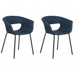 Beliani Conjunto de 2 Cadeiras de Jantar em Tecido Azul Pernas de Metal para Sala de Jantar Cozinha 63x50x76 - 4255664843364