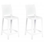 Beliani Conjunto de 2 Bancos de Bar em Plástico Branco 99 cm Cadeiras de Balcão 41x48x99 - 4255664843289