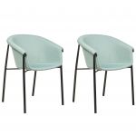 Beliani Conjunto de 2 Cadeiras de Jantar em Tecido Verde para Sala Ou Cozinha de Estilo Contemporâneo Moderno 59x56x80 - 4255664842848